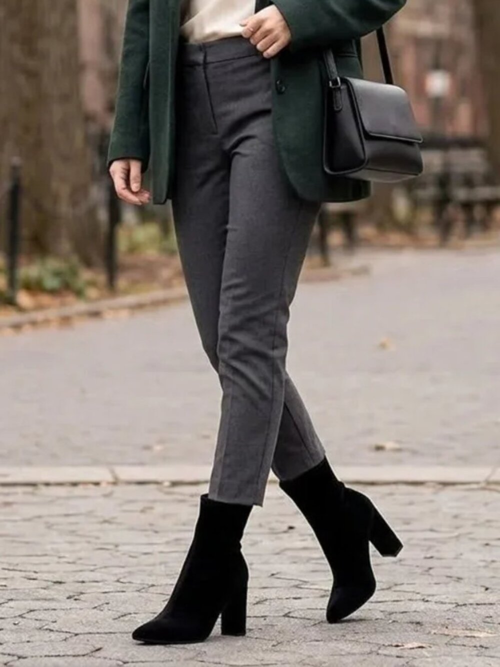 Classic Black Suede Ankle Booties - Women's Dress Boot